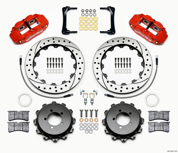 Wilwood Narrow Superlite 4R Rear Kit 12.88in Drilled Red 2012-Up Toyota / Scion FRS w/Lines 140-12871-DR