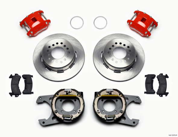 Wilwood D154 P/S Park Brake Kit Red 12 Bolt 2.75in offset Staggered Shock 140-12570-R