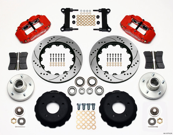 Wilwood Narrow Superlite 6R Front Hub Kit 14.00in Drill Red Chevy C-10 60-87 CPP Drop Spindle 140-10776-DR