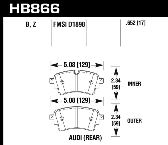 Hawk 18-19 Audi S5 HPS 5.0 Rear Brake Pads HB866B.652