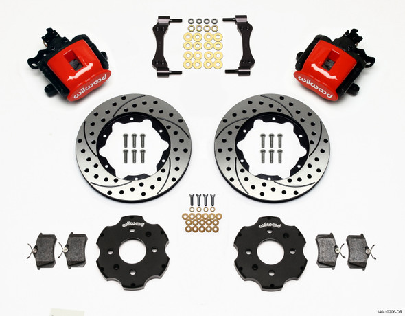 Wilwood Combination Parking Brake Rear Kit 11.00in Drilled Red Civic / Integra Disc 2.39 Hub Offset 140-10206-DR