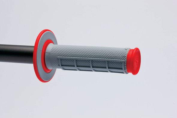 Renthal MX Dual Compound Grips 1/2 Waffle - Grey/ Red G156