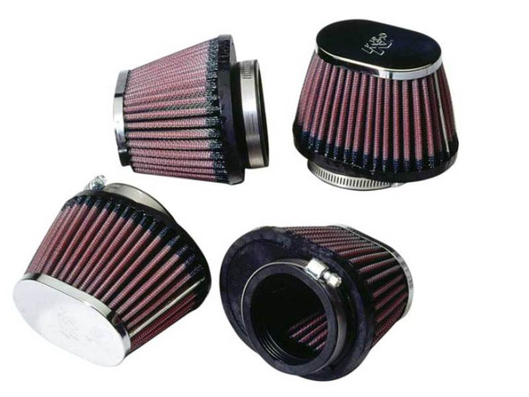 K&N Universal Chrome Oval Tapered Filter 2.125inFlgID x 4inBOL x 3inBOW x 3inTOL x 2inTOW x 2.75inH RC-0984