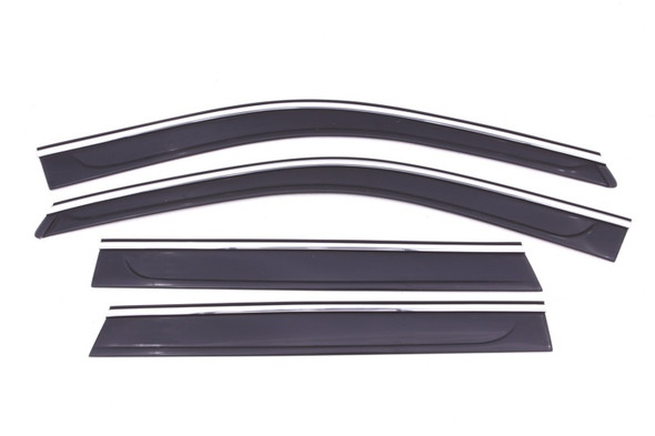 AVS 11-18 Jeep Grand Cherokee Ventvisor Low Profile Deflectors 4pc - Smoke w/Chrome Trim 794015