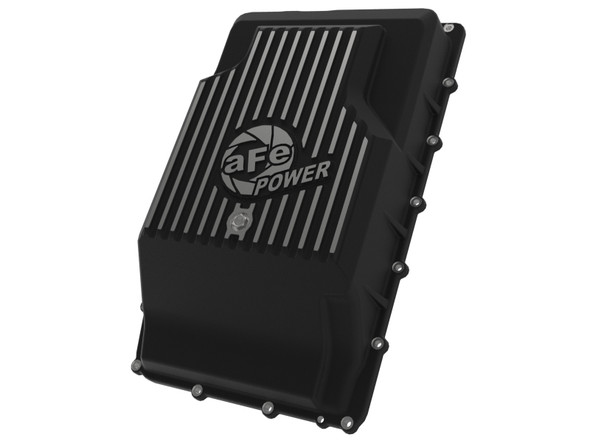 aFe 17-24 Ford F-150 10R60/10R80 Pro Series Rear Transmission Pan Black w/ Machined Fins 46-71330B