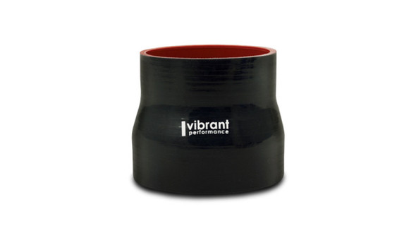 Vibrant 3.5in I.D. x 4.250in I.D. x 4.5in Long 4 Ply Gloss Black Silicone Transition Hose 19748