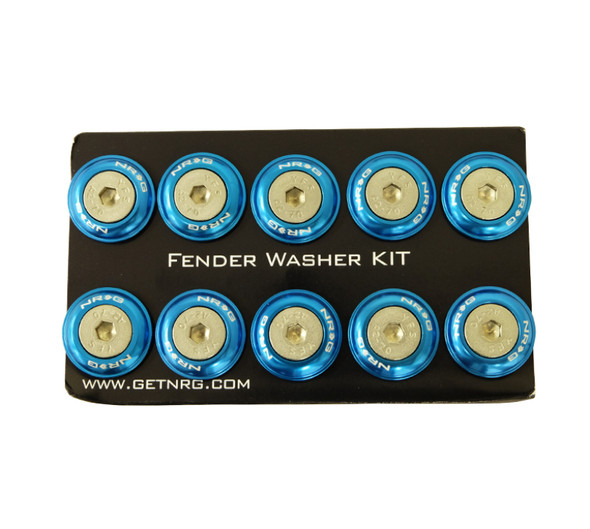 NRG Fender Washer Kit w/Rivets For Plastic (Blue) - Set of 10 FW-100BL