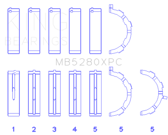 King Ford 4.6L/5.4L V8 SOHC (Size STD) Performance Coated Main Bearing Set MB5280XPC