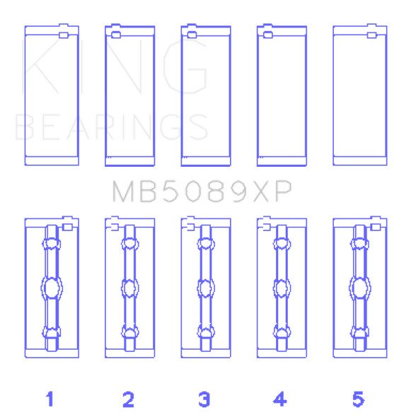 King Toyota 1RZ / 2RZ / 3RZ Crankshaft Main Bearing Set (Set of 5) MB5089XP