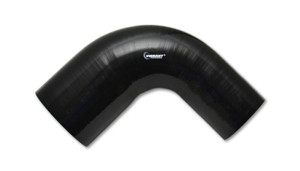 Vibrant 3in ID x 3.5in ID x 4in Long Gloss Black Silicone 90 Degree Transition Elbow 2784