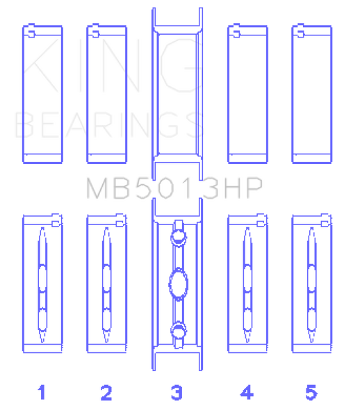 King Chevy LS1 / LS6 / LS3 (Size STD) Bi-Metal Performance Main Bearing Set MB5013HP