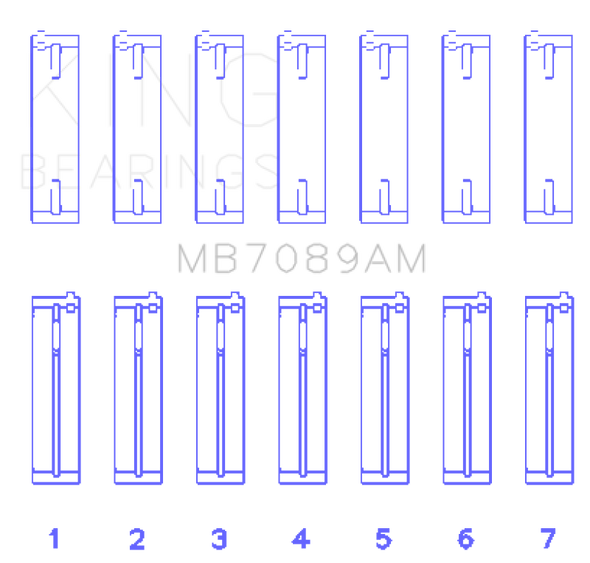 King Audi/Volkswagen ABV/AES/AUE Crankshaft Main Bearing Set (Set of 7) (Standard Size) MB7089AM