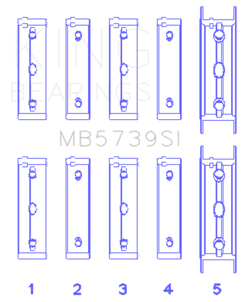 King Subaru EJ20/EJ22/EJ25 .002 Oversized Bi-Metal Silicon Aluminum Main Bearing Set MB5739SI