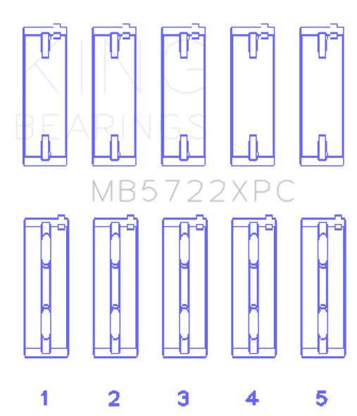 King Mitsubishi 4B11T EVO X 2007+ (Size STD) Coated Performance Main Bearing Set MB5722XPC