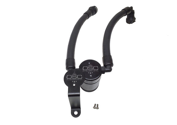 J&L 07-14 Ford Mustang GT500 Oil Separator 3.0 Passenger Side (Remote Mount) - Black Anodized 3040P-B