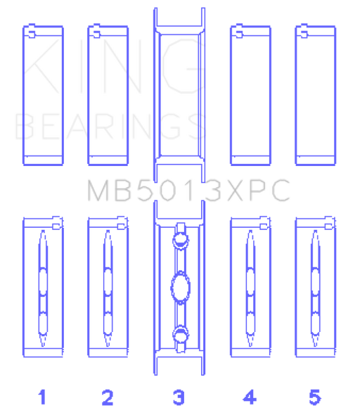 King Chevy LS1 / LS2 / LS6 (Size STD) Performance Main Bearing Set w/ pMaxKote MB5013XPC