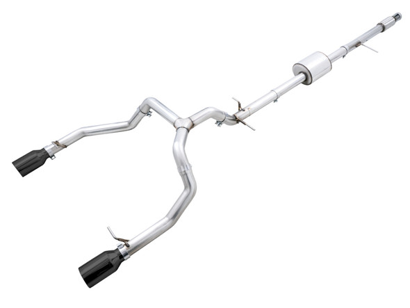 AWE Tuning 4th Gen GM 1500 5.3L 0FG Catback Split Rear Exit (Flat Bumper) - Dual Diamond Tips 3015-33206