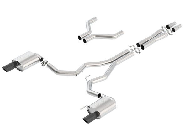 Borla Atak Cat-Back 15-17 Ford Mustang GT 5.0L V8 MT/AT 3in pipe 4in Black Chrome Tips 140630BC