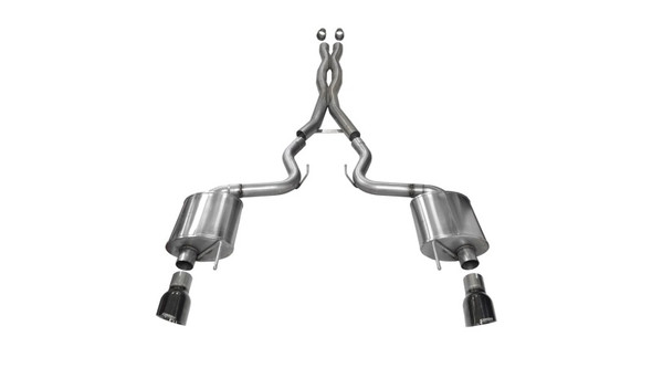 Corsa 2015-2017 Ford Mustang GT 5.0 3in Cat Back Exhaust Black Dual Tips (Sport) 14332BLK