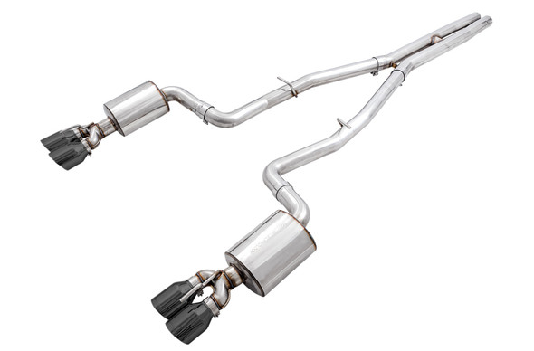AWE Tuning 2015+ Dodge Challenger 6.4L/6.2L Non-Resonated Touring Edition Exhaust - Quad Black Tips 3020-43082