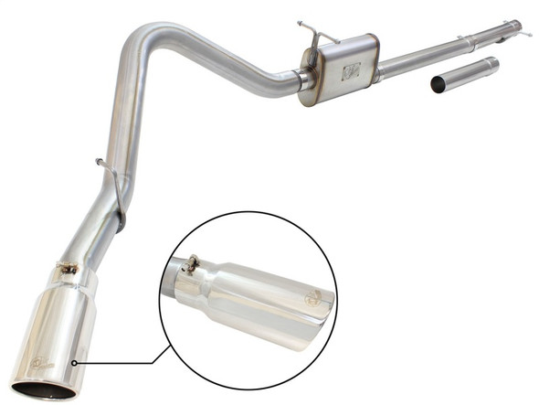 aFe MACHForce XP Exhaust 3in-3.5in SS Single Side Ext CB w/ Polish Tip 99-04 Ford F-250 V8 5.4L/6.8L 49-43076-P