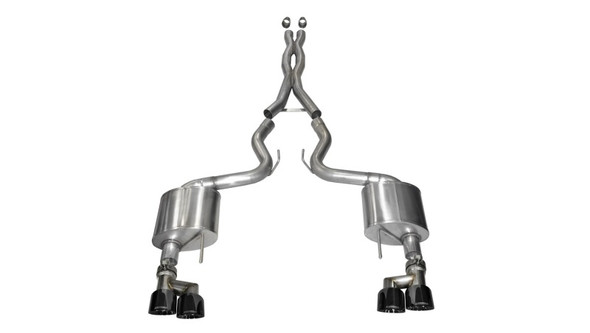 Corsa 2015-2017 Ford Mustang GT 5.0 3in Cat Back Exhaust Black Quad Tips (Xtreme) 14335BLK