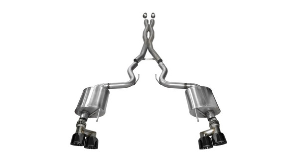Corsa 2015-2017 Ford Mustang GT 5.0 3in Cat Back Exhaust Black Quad Tips (Sport) 14337BLK