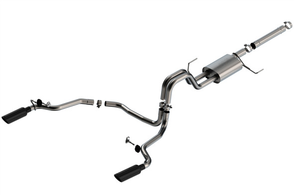 Borla 21-22 F-150 Powerboost 3.5L V6 2WD & 4WD 4DR 3in, 2.25in S-TYPE Catback w/ Black Chrome Tips 140903BC