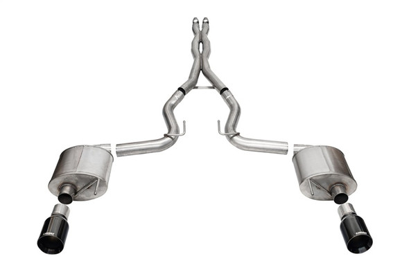 Corsa 2024 rd Mustang GT- Sport Cat-Back Ex.Sys 3.0in Dual Rear Exit w/4.5in Blk PVD StraightCut Tip 21255BLK
