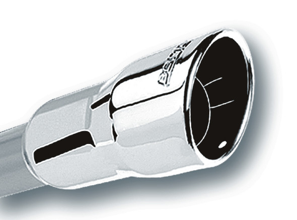 Borla 2.25in Inlet 3.5in Round Rolled Angle Cut Intercooled Outlet x 6.5in Long Embossed Tip 20237