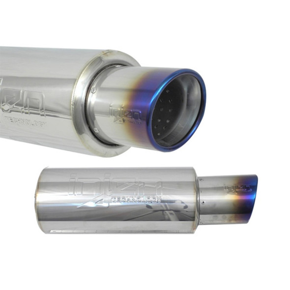 Injen 2 3/8 Universal Muffler w/Titanium burnt rolled Tip and stainless steel resonated inner wall SES225TT