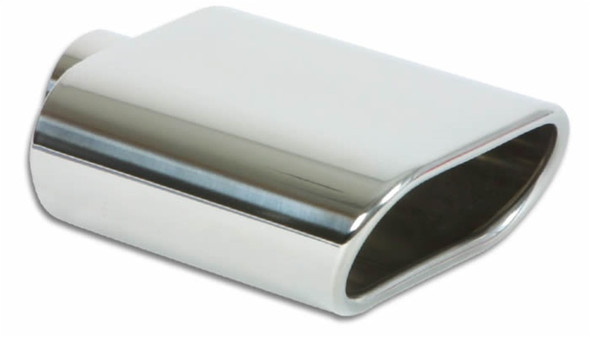 Vibrant 5.5in x 3in Oval SS Exhaust Tip (Single Wall Angle Cut Rolled Edge) 1405