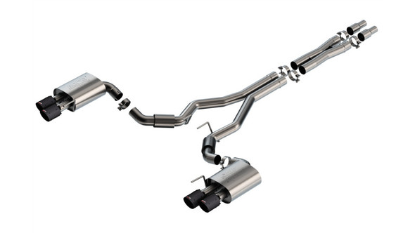 Borla 2024 Ford Mustang GT 5.0L V8 3 in ATAK Catback Non-Active Exhaust- Carbon Fiber Quad Tip 140970CFBA