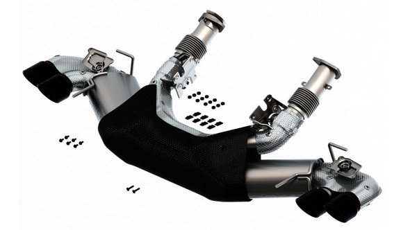 Borla 2020 Chevrolet Corvette C8 6.2L S-Type Exhaust System Dual Round Rolled A/C Black Chrome Tips 140838BC