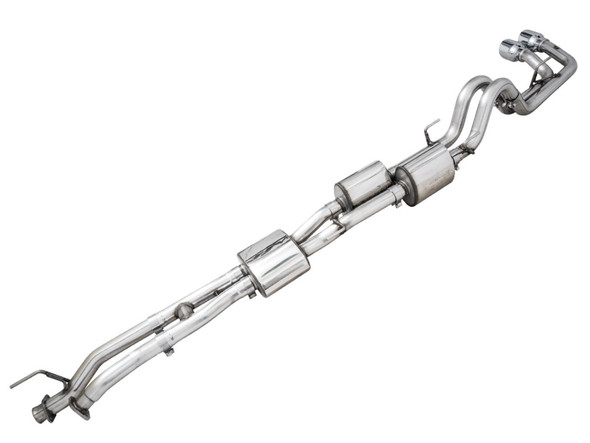 AWE 16-22 Toyota Tacoma 0FG Catback Exhaust w/ BashGuard - Dual Chrome Silver Tips 3015-32826