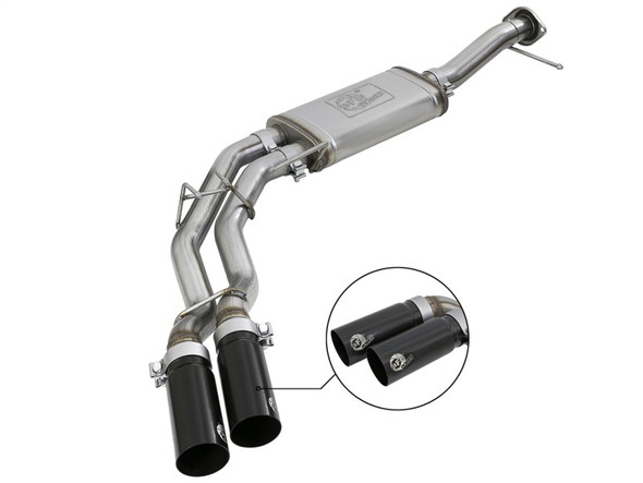 aFe Rebel Series Exht 3in SS Middle Side Exit CB w/ Black Tips 11-14 Ford F150 Ecoboost V6 3.5L (tt) 49-43078-B