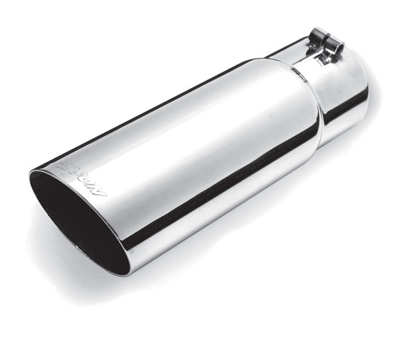 Gibson Round Single Wall Angle-Cut Tip - 3.5in OD/3in Inlet/12in Length - Stainless 500360