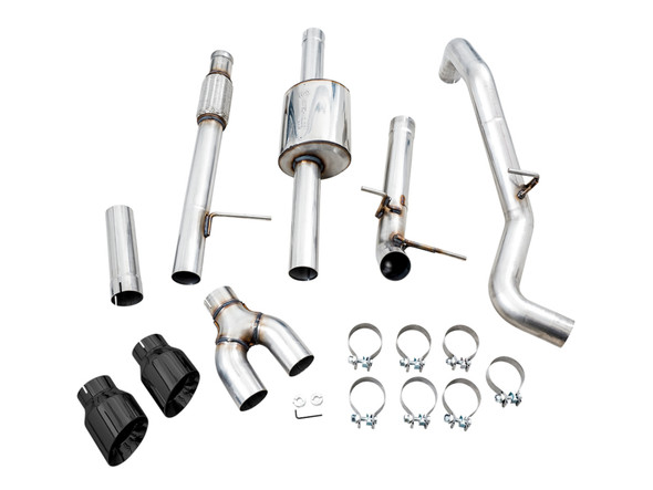 AWE Tuning 4th Gen GM 1500 5.3L 0FG Catback Dual Side Exit (Flat Bumper) - Diamond Tips 3015-23208