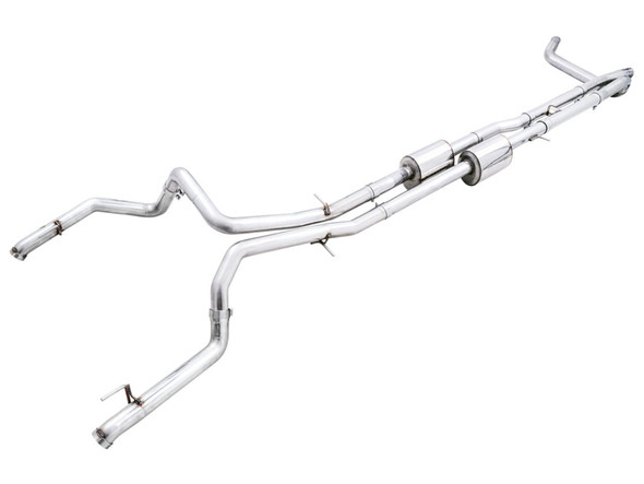 AWE Tuning 22-23 GMC Sierra 1500 AT4X 6.2L 0FG Catback Split Dual (Flat Bumper) - Bashguard(No Tips) 3015-31972