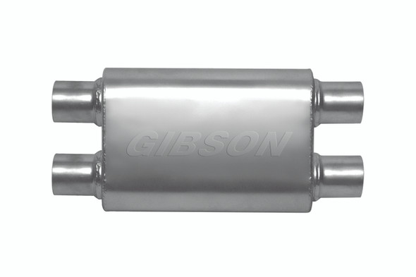 Gibson CFT Superflow Dual/Dual Oval Muffler - 4x9x13in/2.25in Inlet/2.25in Outlet - Stainless 55105S