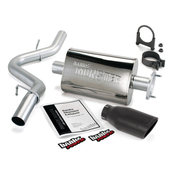 Banks Power 00-03 Jeep 2.5/4.0L Wrangler w/ 2-Bolt Cat Monster Exh Sys - SS Single Exh w/ Blk Tip 51313-B