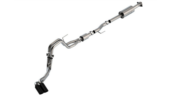 Borla F-150 2021 5.0L 4dr CC SB EC STB Lariat/KR/Pltm/LTD 3/2.25 DSE Cat-Back S-Type Black CHR Tips 140874BC