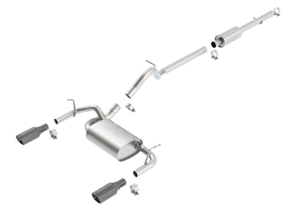 Borla 12-16 Jeep Wrangler 3.6L AT/MT 4DR 4WD S SQ RL AC SR 2.5in 2in TIP 3.5inx3.28in Black Chrome 140459BC