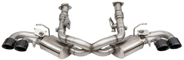 Corsa 20-24 Corvette C8 3in Valved Cat-Back 4.5in Blk Quad Tips Fits Factory Perf Exhaust DeletesAFM 21103BLK