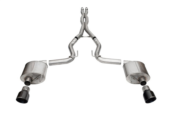 Corsa 2024 Ford MustangGT Sport Cat-Back Ex.Sys 3.0in Dual Rear Exit w/4.5in Blk PVD Pro Series Tips 21254BLK
