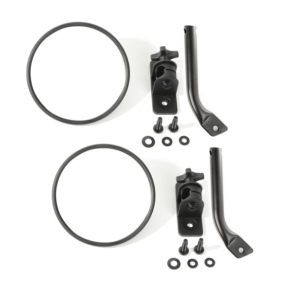 Rugged Ridge 97-18 Jeep Wrangler Textured Black Round Stubby Trail Mirror Kit 11025.21