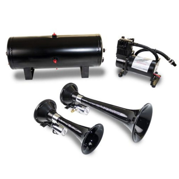 Kleinn Dual Black Horn Kit w/ 150 PSI Air Compressor / 1.5 gal Air Tank HK5