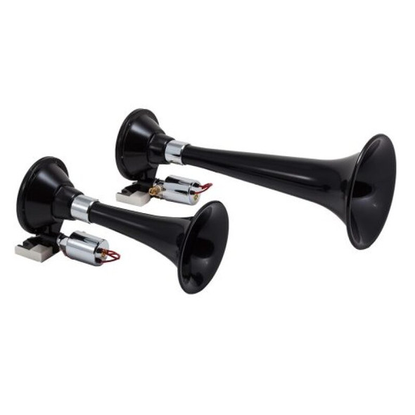 Kleinn Black Dual Horn/ 13In/8In - High Impact ABS Trumpet/ Zinc Alloy Base 220