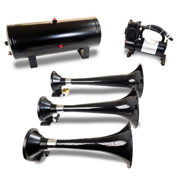Kleinn Triple Black Horn Kit w/150 PSI Waterproof 3.0 gal Air Tank HK7