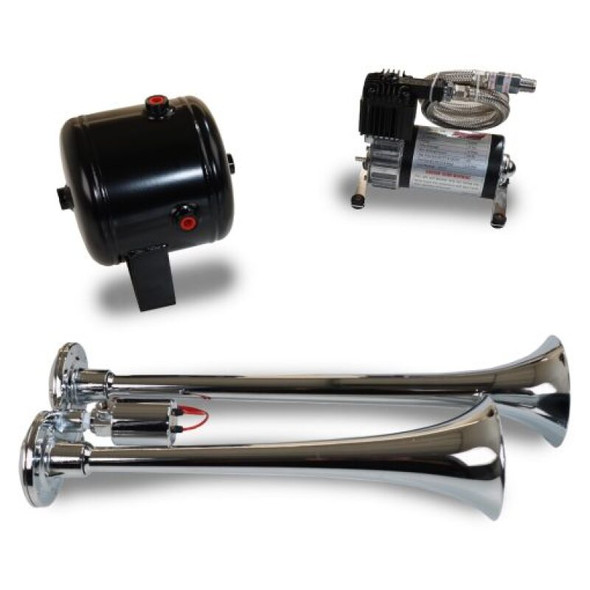 Kleinn Dual Chrome Horn Kit w/ 120 PSI Air Compressor / 0.5 gal Air Tank HK2